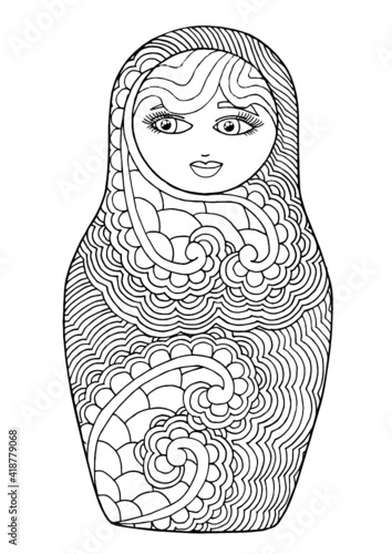 black and white isolated russian matrioshka  doll