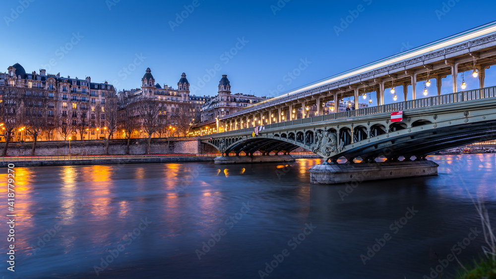 Pont de Bir-Hakeim, also known as viaduc de Passy - a bridge that cross the Seine River in Paris