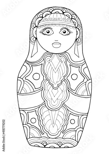 black and white isolated russian matrioshka  doll
