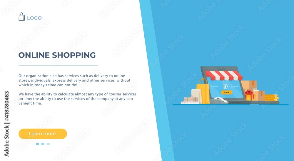 Online shopping. Vector illustration of ordering goods from the Internet.  Mail delivery all over the country. Stock Vector | Adobe Stock