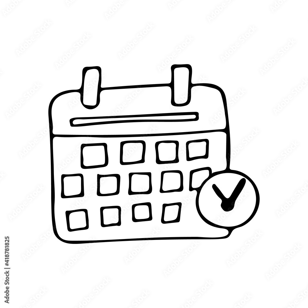 Hand drawn calendar icon in vector. Doodle calendar icon in vector. Isolated calendar illustration in vector Hand drawn calendar icon in vector. Doodle calendar icon in vector. Isolated calendar illustration in vector