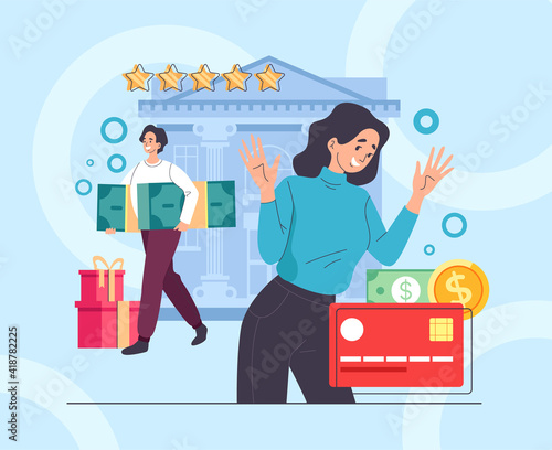 Bank credit card loan service concept. Vector flat graphic design illustration
