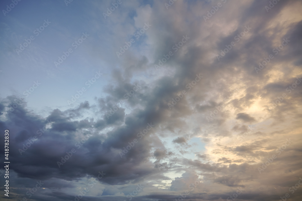 Natural background: dramatic sky at sunset