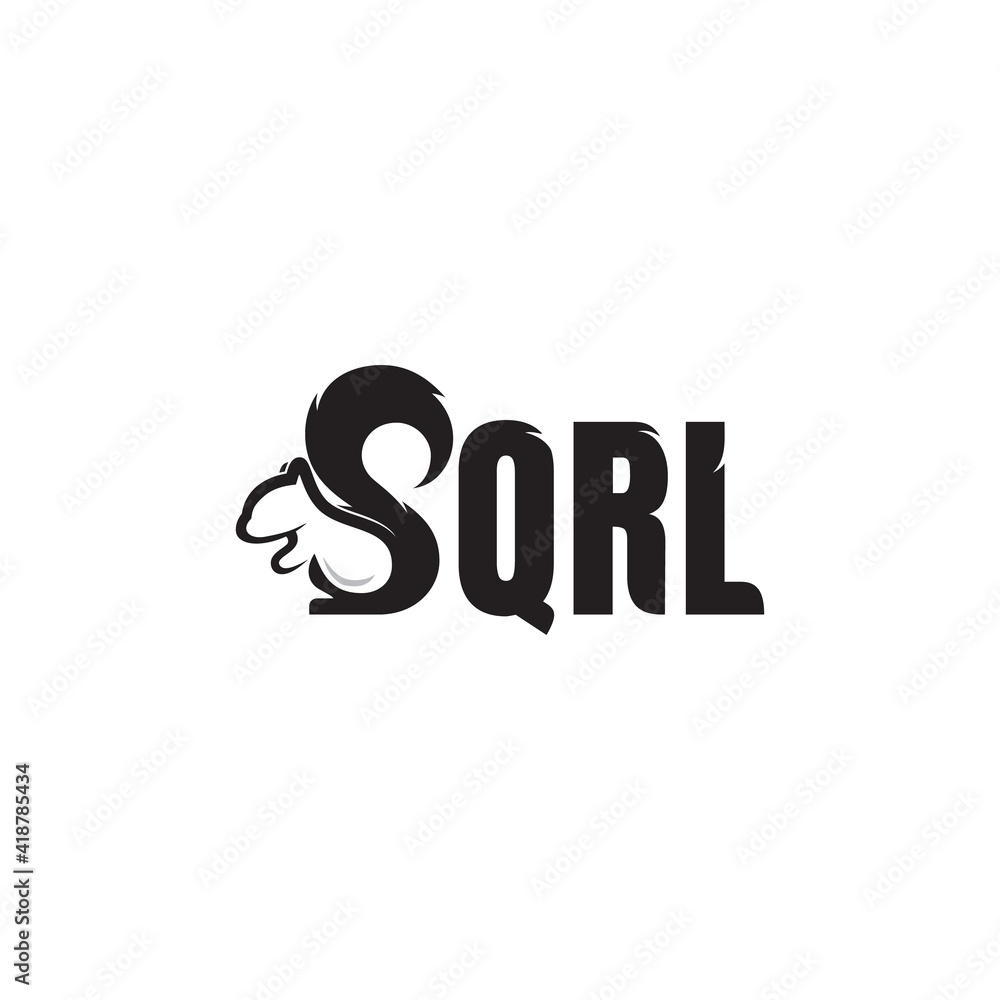 Squirrel with tail shaped letter S from SQRL letter illustration design Squirrel with tail shaped letter S from SQRL letter illustration design