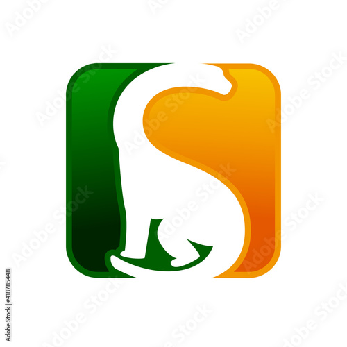 Silhouette of Dinosaurs on the square shape