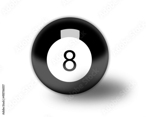 ilustración de bola 8 de billar en fondo blanco