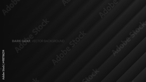 Oblique Lines 3D Vector Blurred Effect Dark Gray Abstract Background. Rendered Wall. Minimalistic Black Abstract Wallpaper
