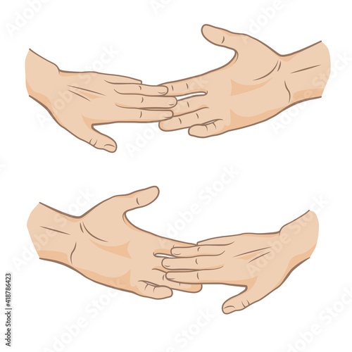 Sketch of hands, colored. Help, support. Suicide prevention conception.