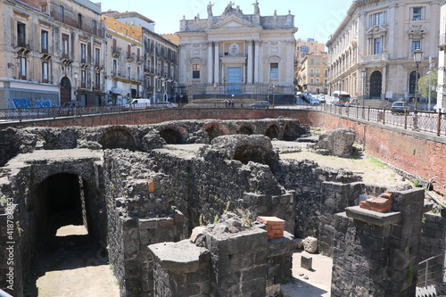 Roman amphitheater at Piazza Stesicoro, Catania Italy photo