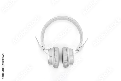 White headphone isolated on white background
