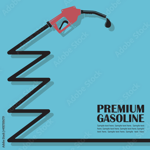 gasoline fuel pump nozzle poster isolated on blue background photo