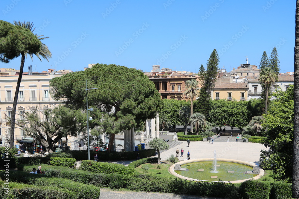 Fototapeta premium Park area Giardino Bellini in Catania, Italy 