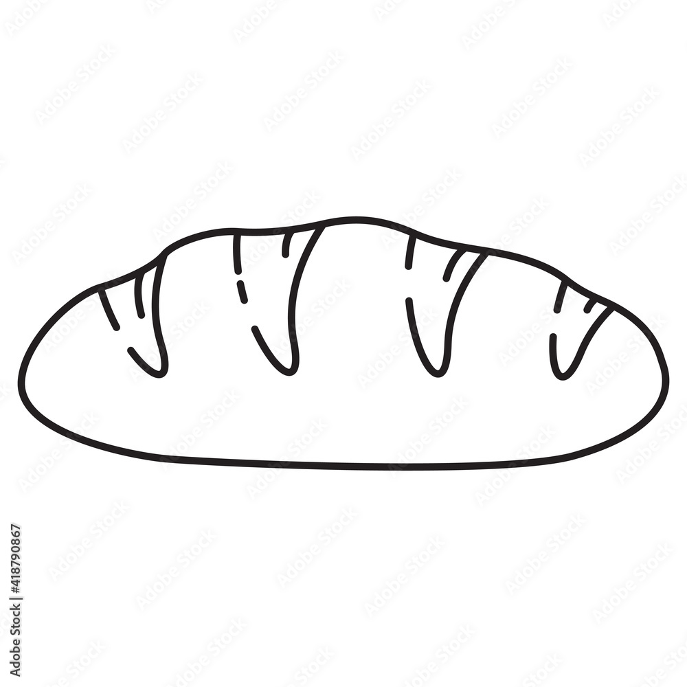 Loaf bread. Fresh bakery.Outline vector illustration.Design element for bakery, shop, pastry shop. Loaf bread. Fresh bakery.Outline vector illustration.Design element for bakery, shop, pastry shop.