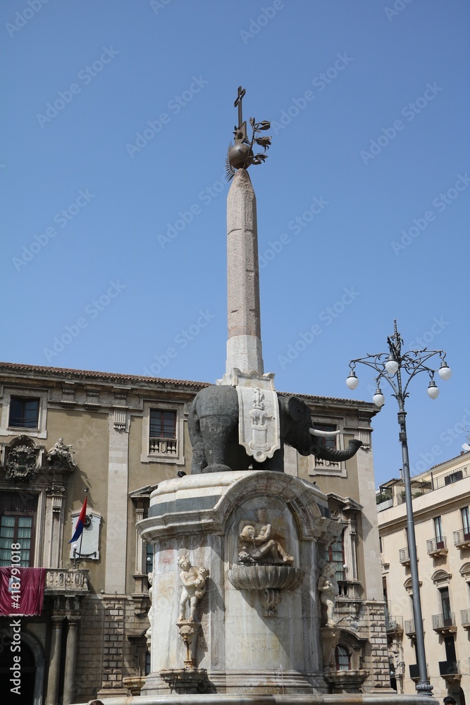 The Elephant Fountain in Catania, Sicily Italy
