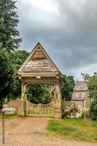The elaborate entrance to St Benedicts Church in the Norfolk village of Horning