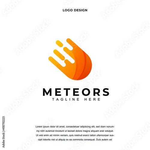 Creative meteor icon logo design vector illustration. comet technology logo design color editable