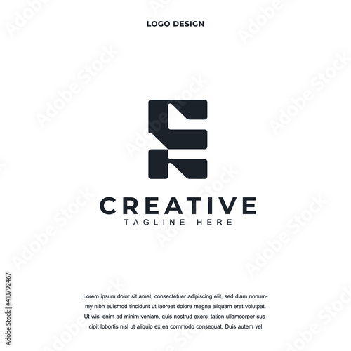 Creative Letter E icon logo design vector illustration. Alphabet letter E logo design color editable