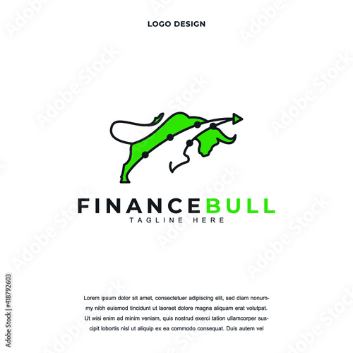Creative Financial bull icon logo design vector illustration. Financial green bull logo design color editable