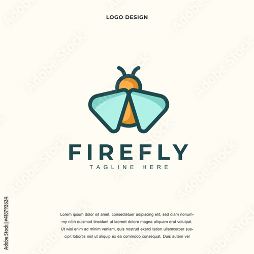 Creative firefly icon logo design vector illustration. Little Insect Flies or Fireflies logo design color editable