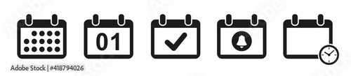 Set calendar icons. Schedule, reminder, time management, meeting deadlines, appointment, organizer, important date. Set of calendar symbols – stock vector