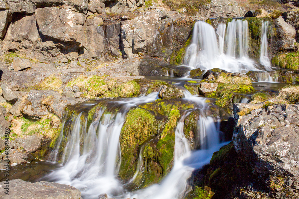 Fototapeta premium Magnificent stream of Dynjandi waterfall in the Westfjords