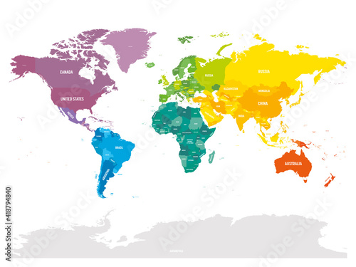 Fototapeta Naklejka Na Ścianę i Meble -  Colorful political map of World