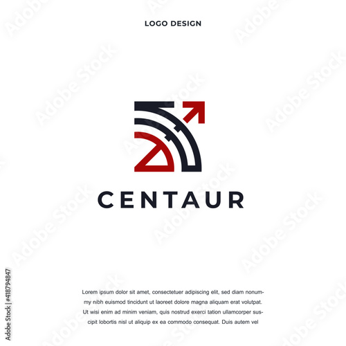 Creative abstract sagittarius centaur symbol icon logo design vector illustration. sagittarius archery logo design color editable