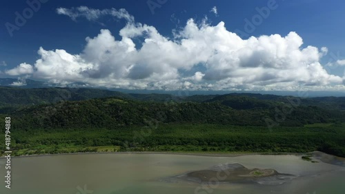 mangrove landscape aerial shot over muddy river high aerial Costa Rica photo