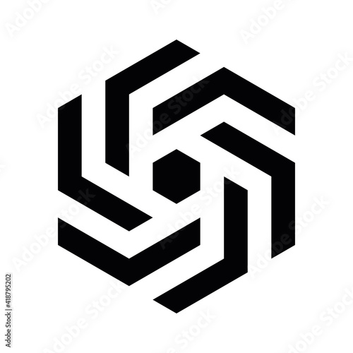 Abstract hexagonal vane design element
