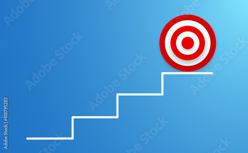 Stairs growing to target, business concept of success - stock vector