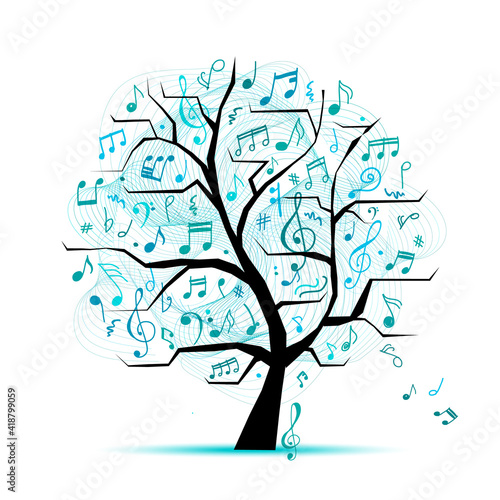 Music notes. Abstract musical tree for your design