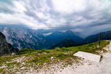 Julian Alpes panoramatic view from dangerous road to Mangart mountain, Slovenia
