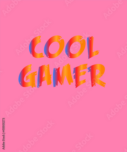 Gamer cool graphic design custom typography vector for t-shirt, banner, festival, tournament, office, company, sticker logo, poster, streaming, website in a high resolution editable printable file.