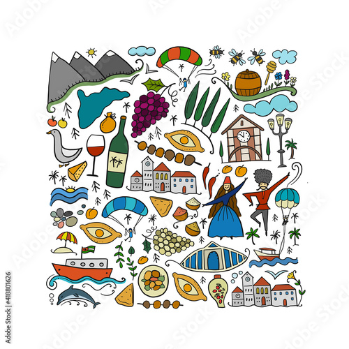 Abkhazia Travel. Culture and People. Background for your design
