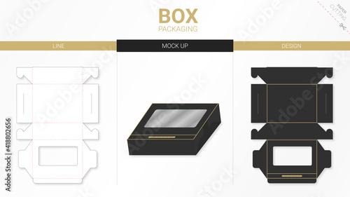 Box packaging and mockup die cut template