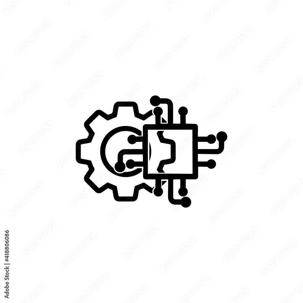 Chip technology black icon vector Chip technology black icon vector