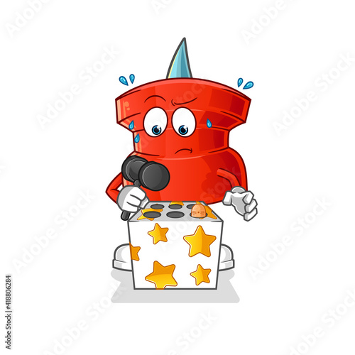 push pin play whack a mole mascot. cartoon vector