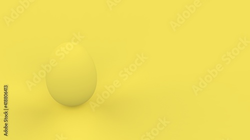 Yellow Eastern egg on yellow background. Spring holiday concept. 3D rendering
