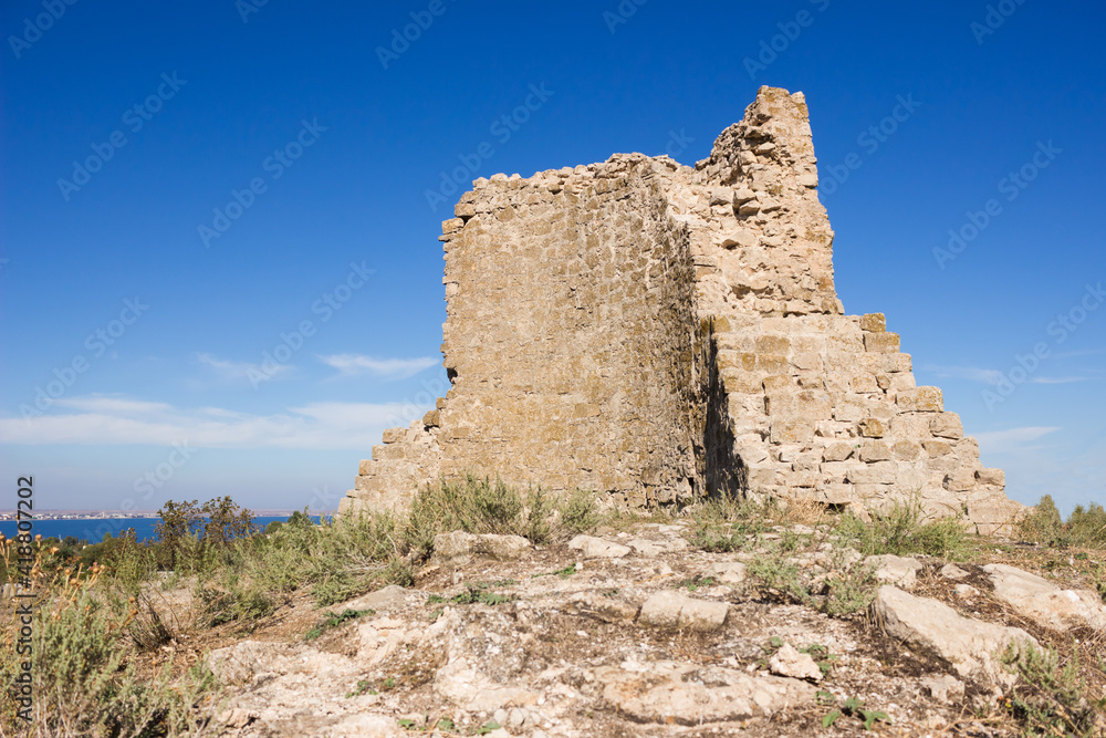 Giovanni di Scaffa tower of the Genoese fortress, XIV century. Feodosia, Crimea.	