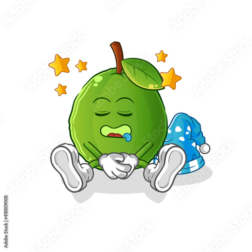 guava sleeping character. cartoon mascot vector
