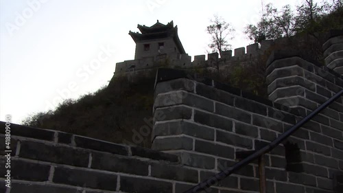 Great Wall of China, Juyong Pass section.Watchtower and wall, No People. photo