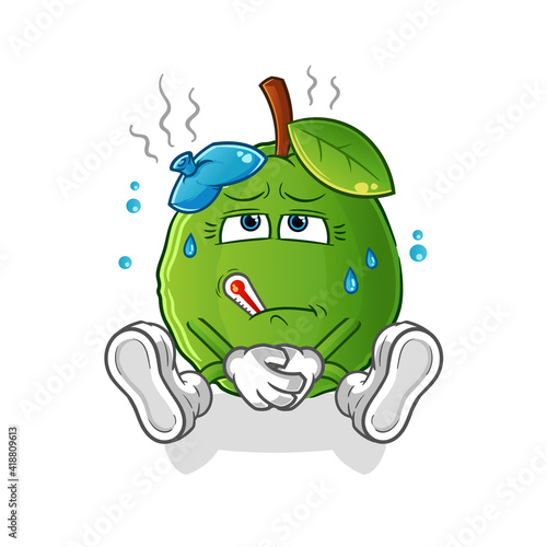 guava sick vector. cartoon character
