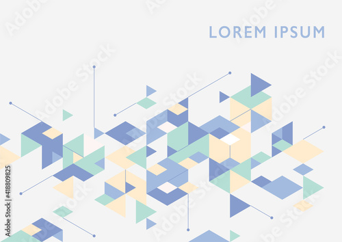 Business cover of triangle mosaic pattern. Simple pattern design template. blue