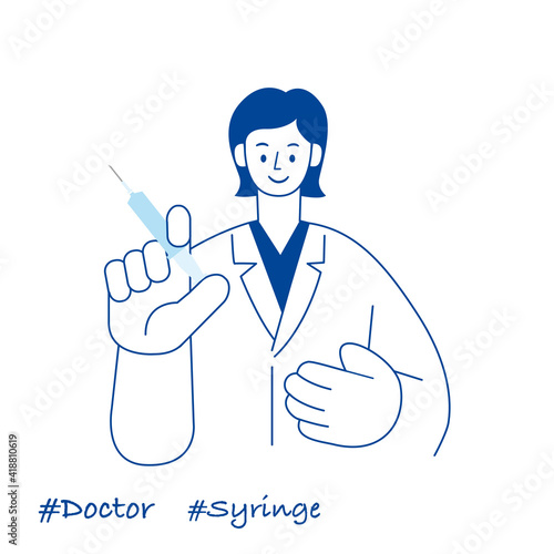 職業イラスト／Doctor／注射器をもつ女性ドクター