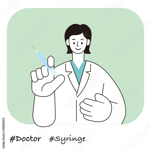職業イラスト／Doctor／注射器をもつ女性ドクター