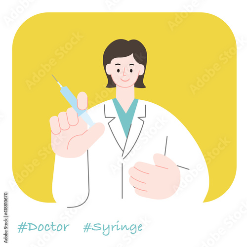 職業イラスト／Doctor／注射器をもつ女性ドクター