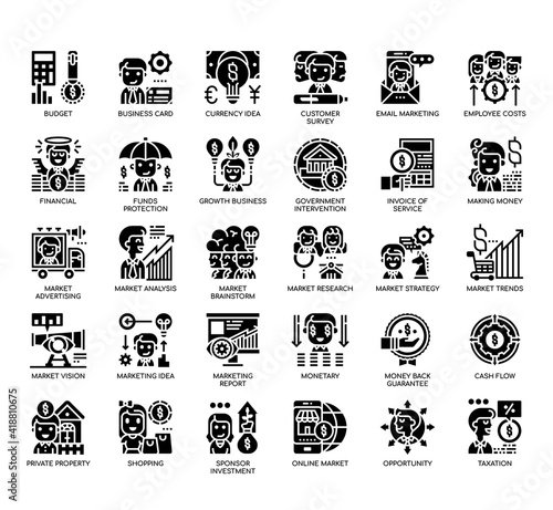 Set of Market and Economy thin line and pixel perfect icons for any web and app project.