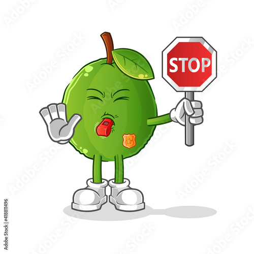 Wallpaper Mural guava holding stop sign cartoon. cartoon mascot vector Torontodigital.ca
