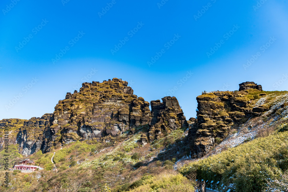 Sunny winter scenery of Fanjing Mountain, Tongren, Guizhou, China