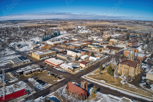 Aerial View of Sisseton, South Dakota in Winter